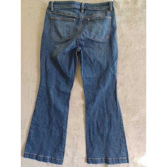 Talbots Jeans Sz 12 Flare Bootcut Wide Leg Flawless Five Pocket Blue Western - Picture 2 of 12